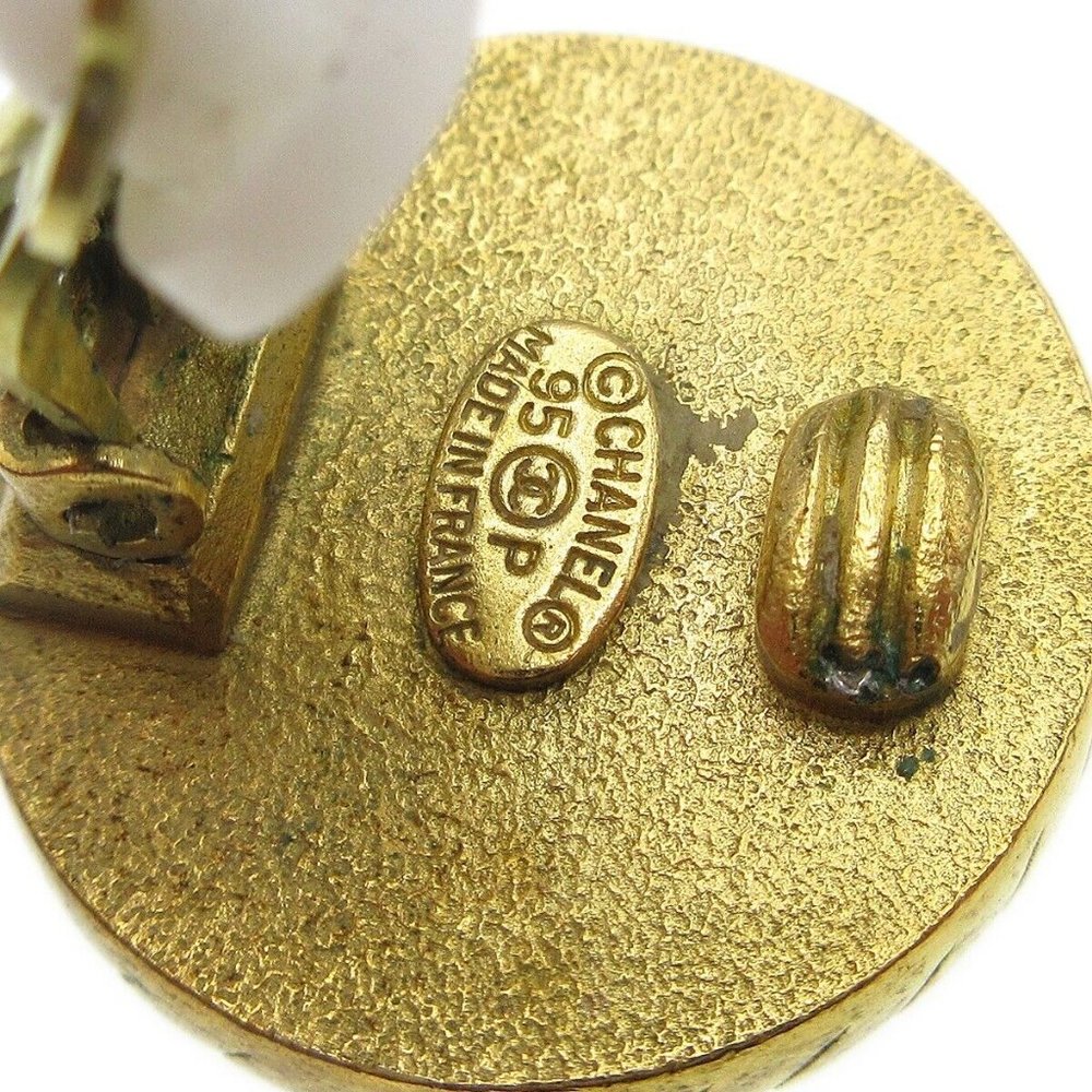 Auth Chanel Button Earrings Clip-On Black - Picture 3 of 5